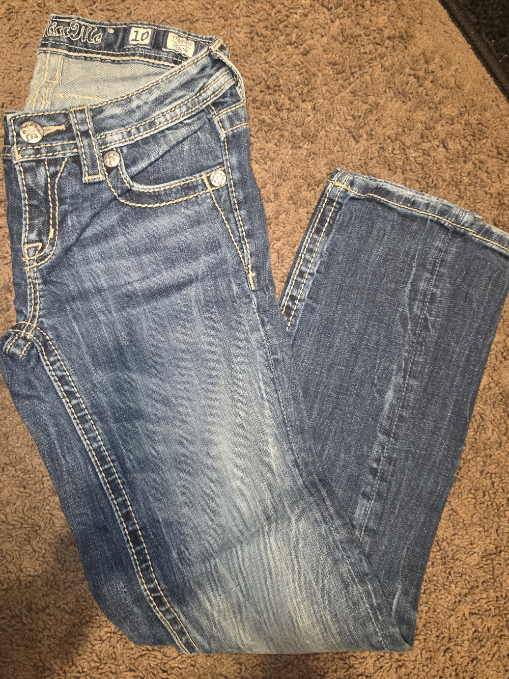 Miss Me Girls Blue Washed Jeans SIZE 10